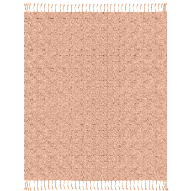 50" X 60" Orange Woven Cotton Throw Blanket with Fringe