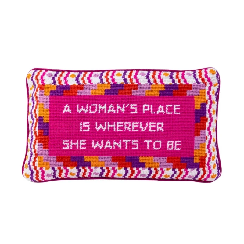 A Woman's Place Needlepoint Pillow by Furbish Studio