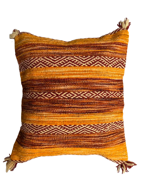 Anzal's Flatweave x Zanafi Pillow - Orange/Brown