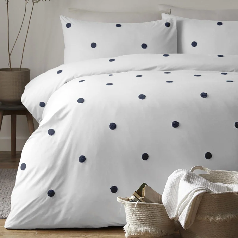 Dot Garden Duvet Cover Set White + Navy