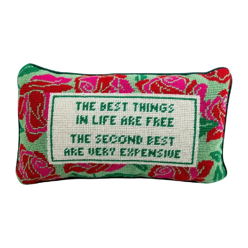 Best Things in Life are Free Needlepoint Pillow by Furbish Studio