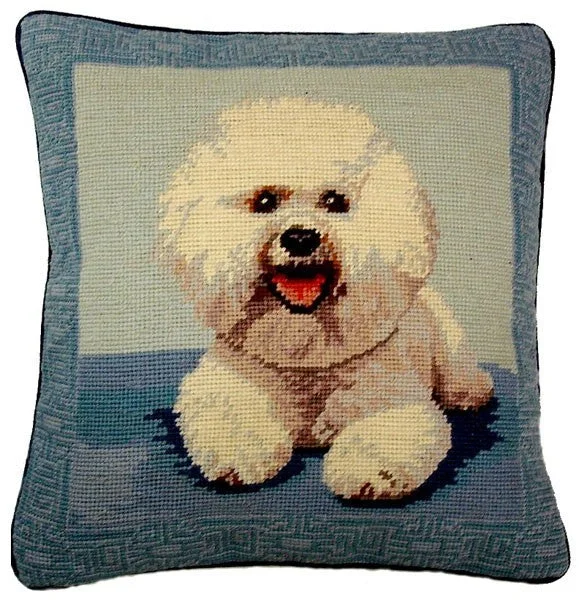 Bichon - 14 x 14" needlepoint pillow