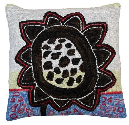 Bloomers 5 20" x 20" Hooked Wool Pillow