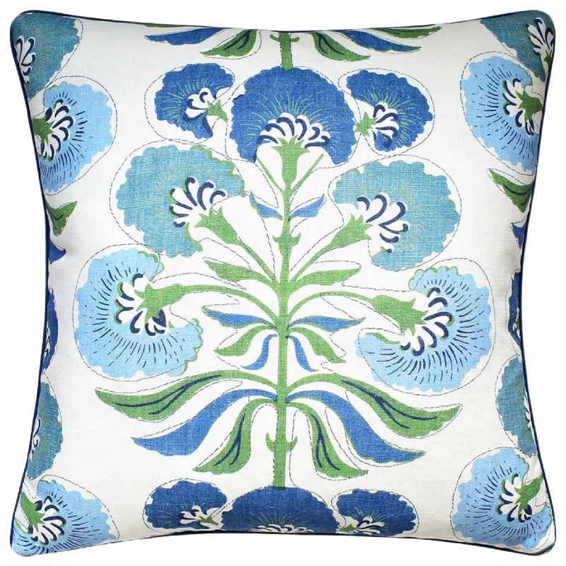 Blue and Green Tybee Tree Design Linen Pillow