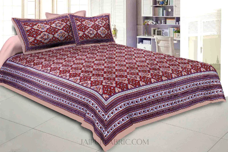 Brown Maroon Kite Charisma Double Bedsheet