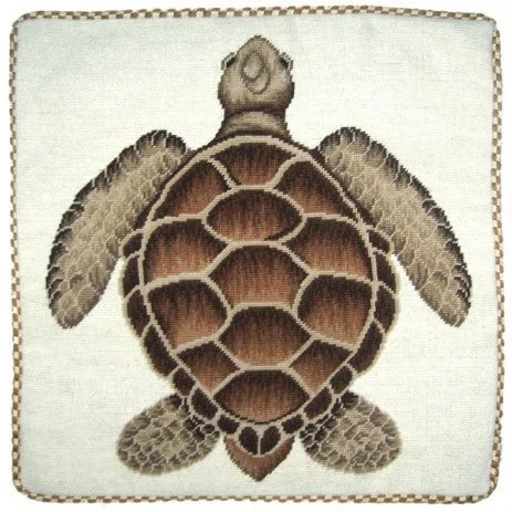 Brown Turtle - 21 x 21" needlepoint pillow