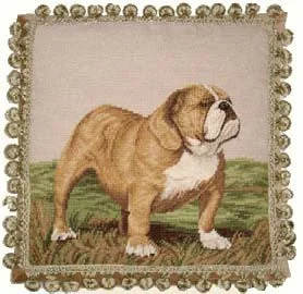 Bull Dog - 17" x 17" needlepoint pillow