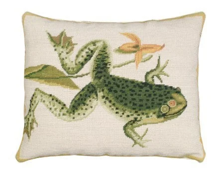 Bull Frog 16 x 20 needlepoint pillow