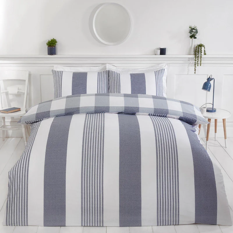 Sustainable Chambray Stripe Duvet Cover Set