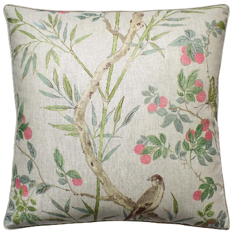 Claire Coral and Green Decorative Pillow by Ryan Studio