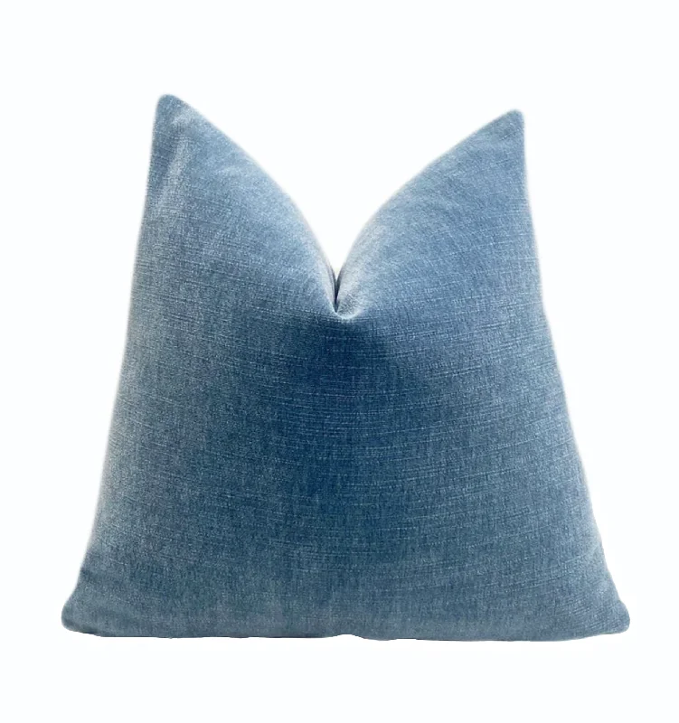 Coastal Blue Velvet Throw Pillow