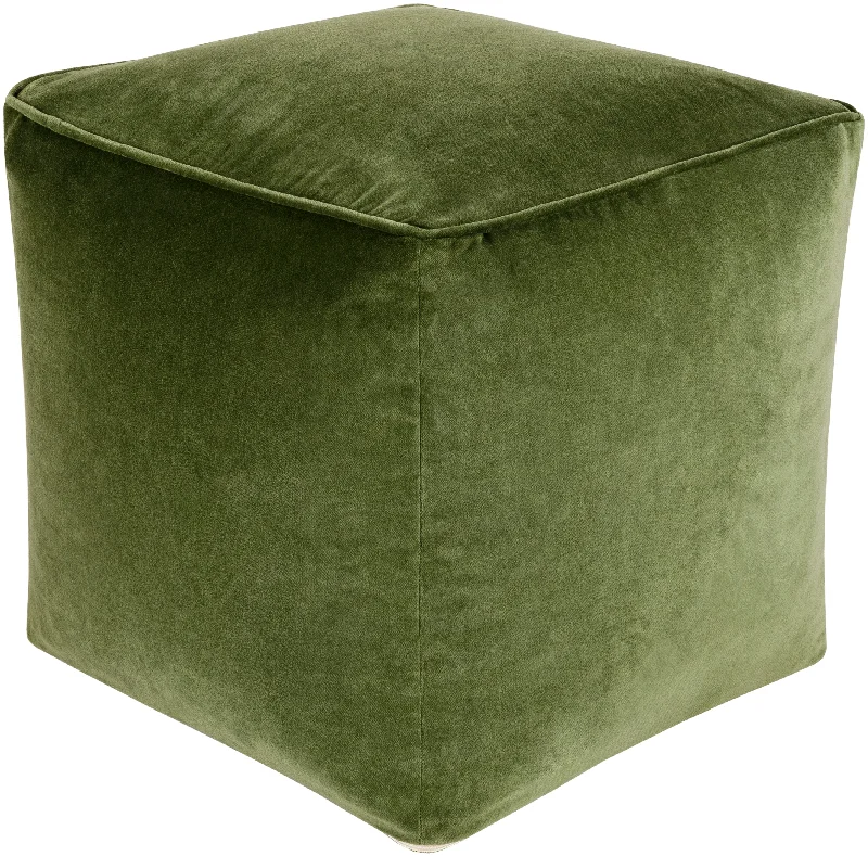 Cotton Green Velvet Pouf