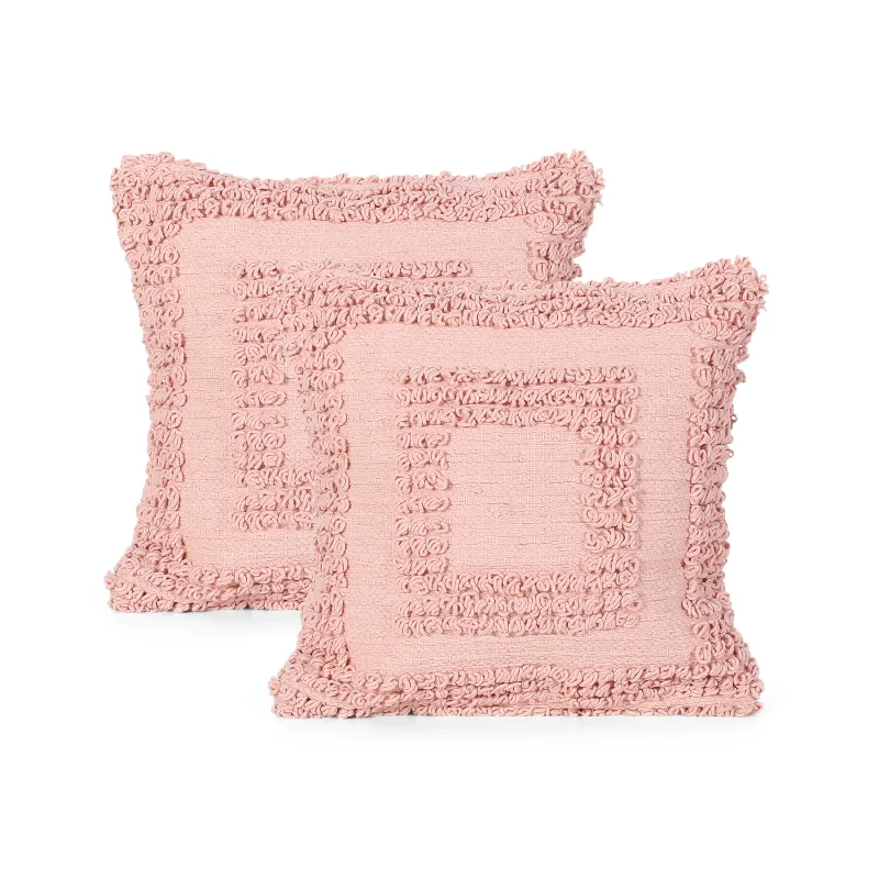 Deborah Boho Cotton Pillow Cover (Set of 2), Pink