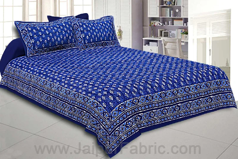 Double Bedsheet Blue Dabu Print