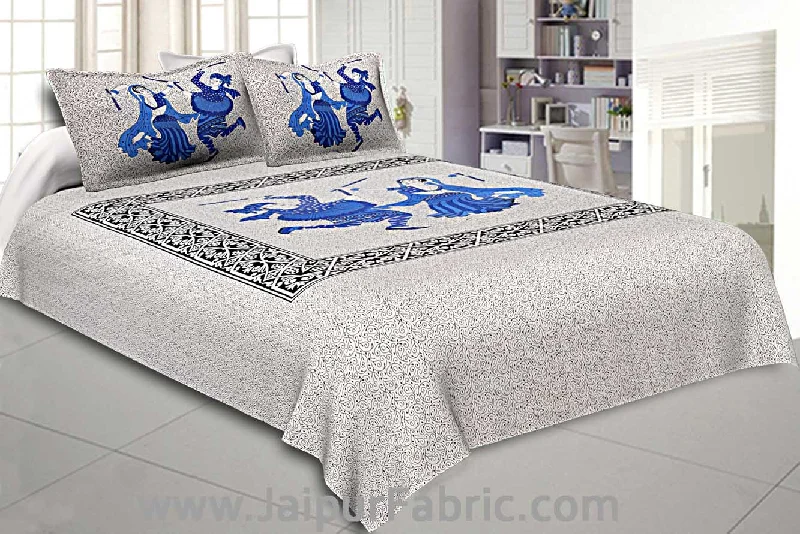 Double Bedsheet Blue Dandiya Dance