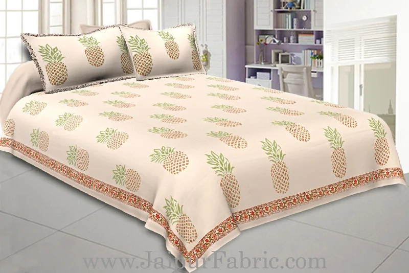 Double Bedsheet Fine Cotton Pineapple Print With Two Pillow Cover