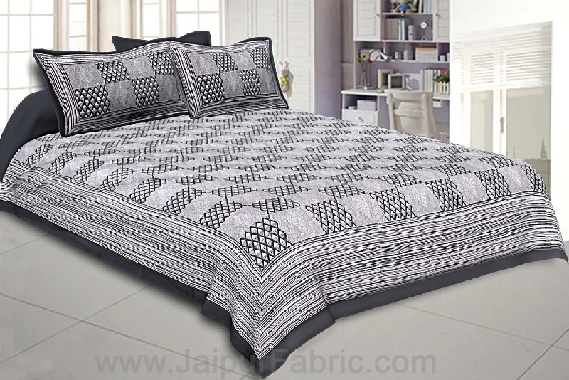 Double Bedsheet Gray Checkered Pattern