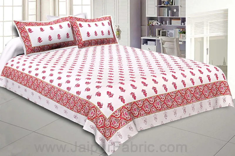 Double Bedsheet  Light Pink Small Booti Print