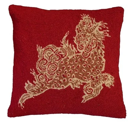 Dragon Vermillion 20" x 20" Hooked Pillow