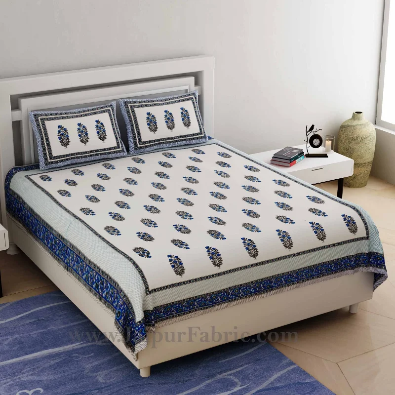 Ethnic Block Print Blue Double Bedsheet