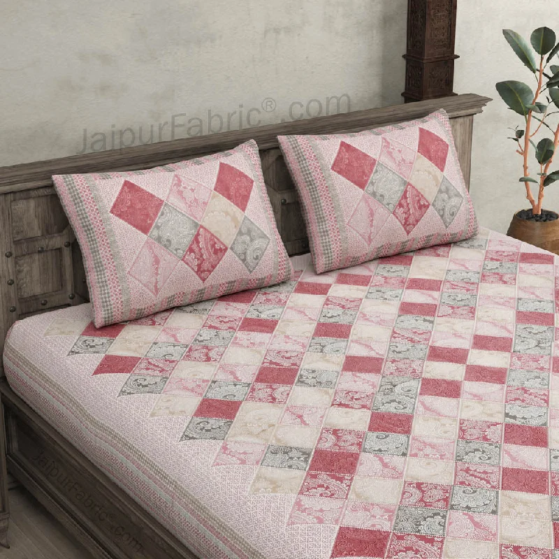 Ethnic Tiles Pink Double Bedsheet