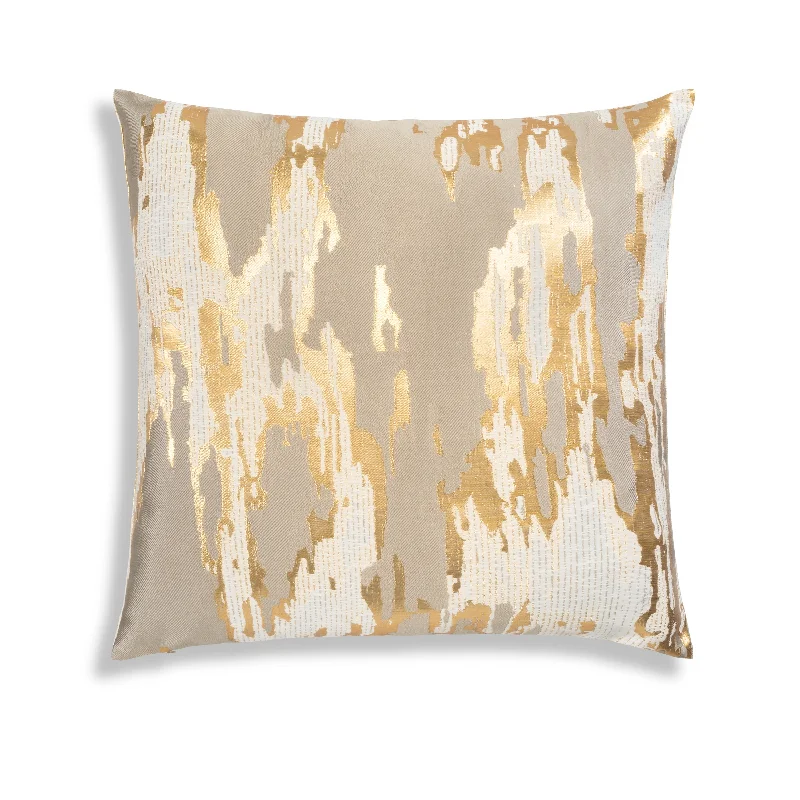 Fawn Grey Brocade And Gold Foil Pillow