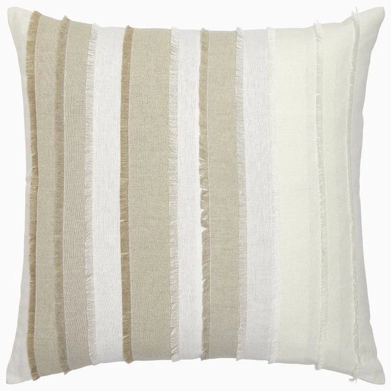 Fringed Natural Throw Pillow by John Robshaw