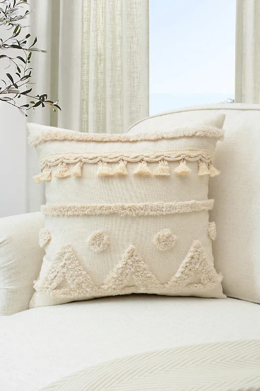 Geometric Natural Tufted Pillow