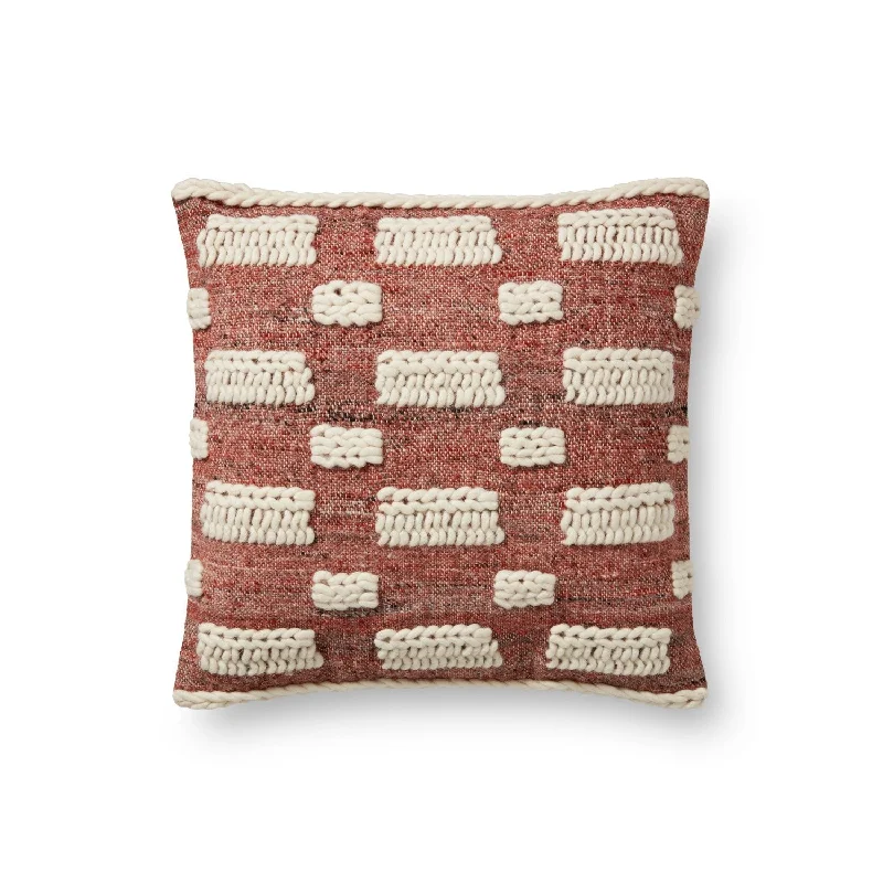 Hand Woven Rust / Ivory Pillow Cover Only