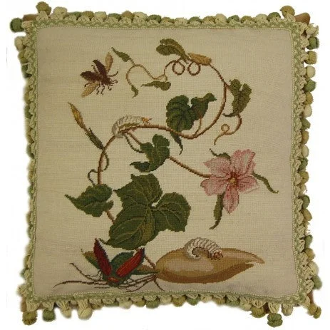 Butterflies & Blooms II - Needlepoint Pillow 18x18