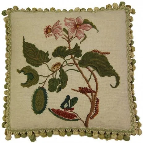 Butterflies & Blooms - Needlepoint Pillow 18x18