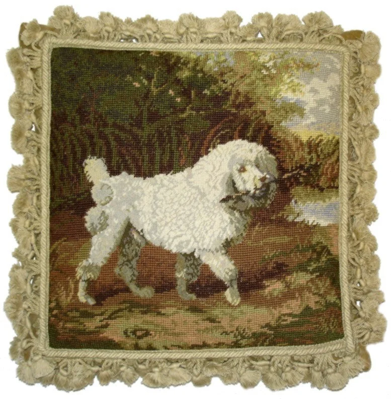 Large Poodle- Needlepoint Pillow 16x16