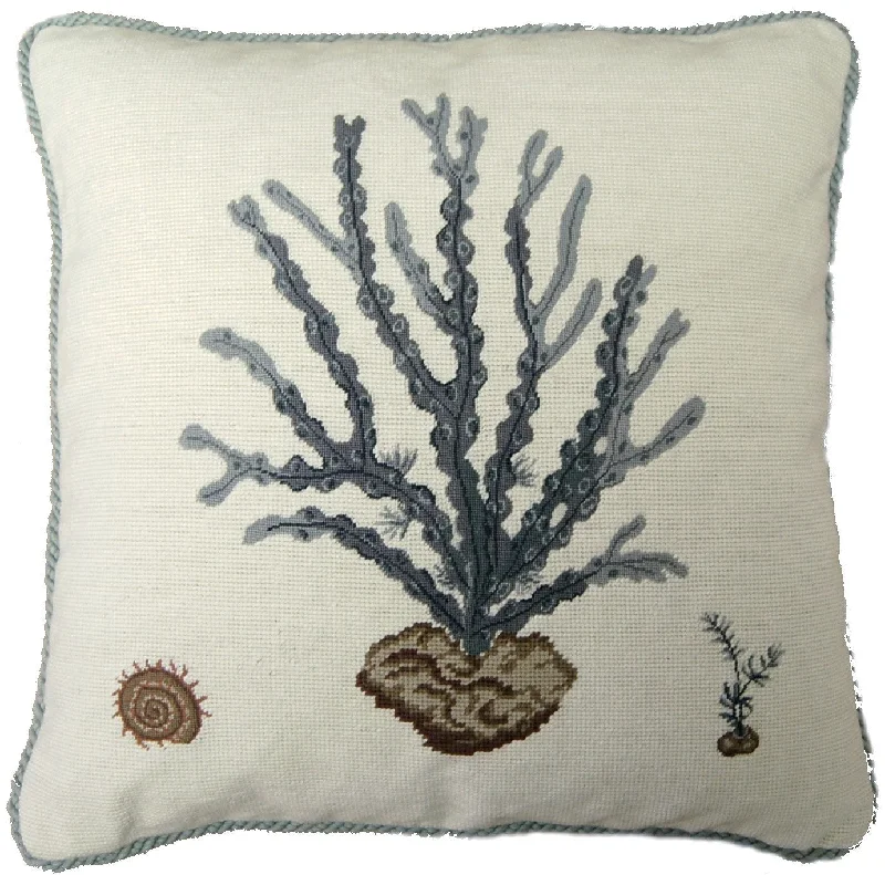 Blue Corals - Needlepoint Pillow 21x21