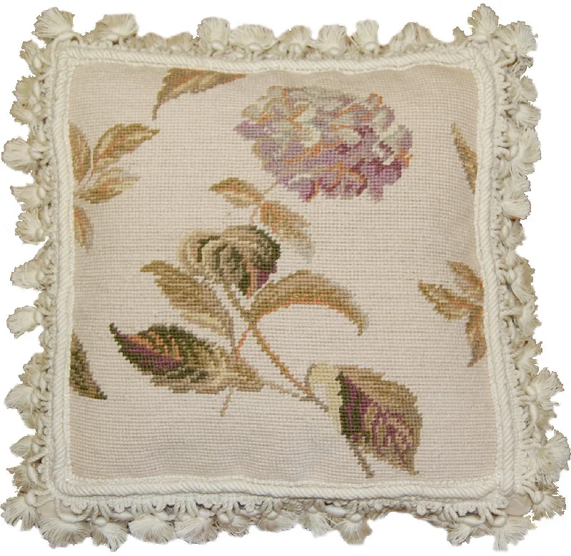 Leaves on White - Needlepoint Pillow 14x14