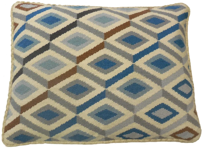 Diamond Patterns - Needlepoint Pillow 17x21