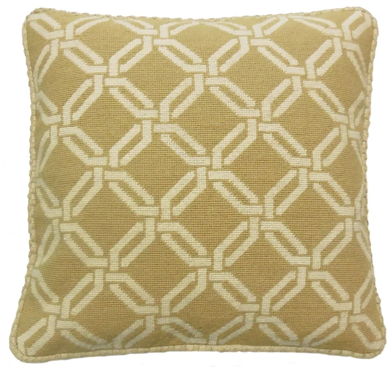 Cream on Tan Chains- Needlepoint Pillow 19x19