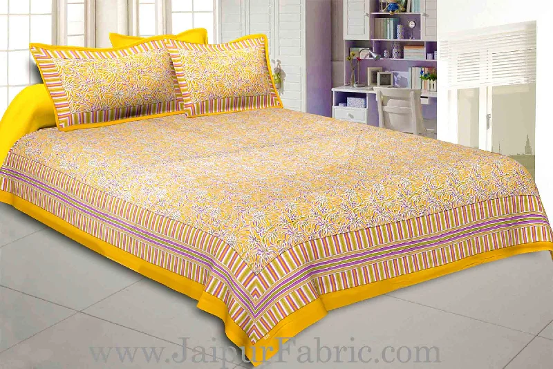 Honey Yellow Abstract Double Bedsheet