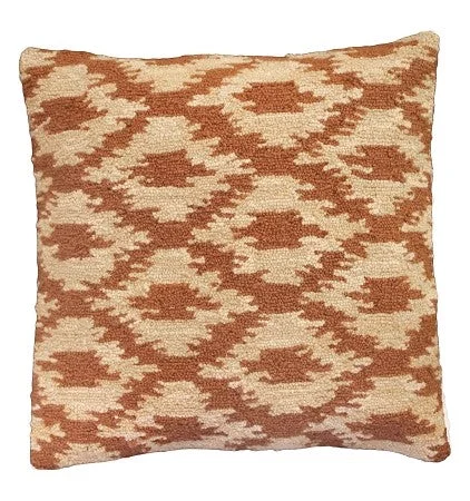 Ikat Sepia 20" x 20" Hooked Pillow