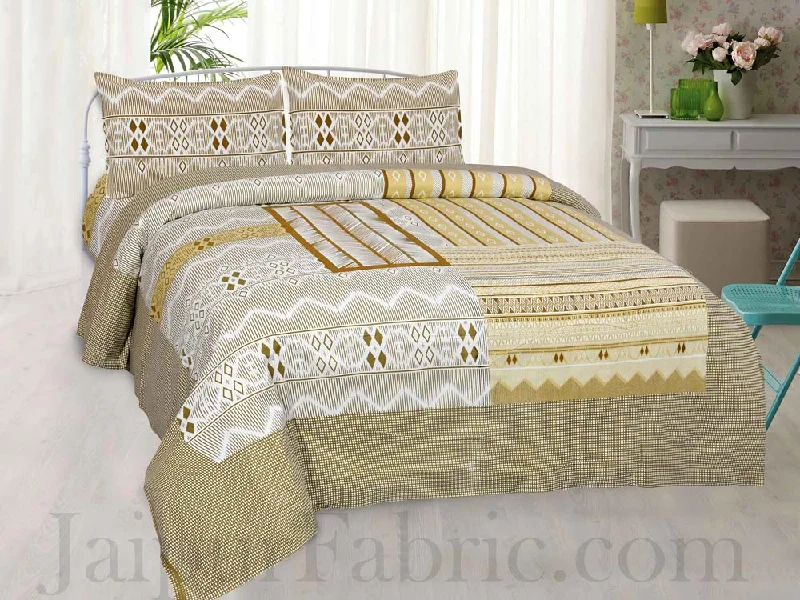 Jaipur Fabric Multi Design Small Checkered Border Cotton Double Bedsheet