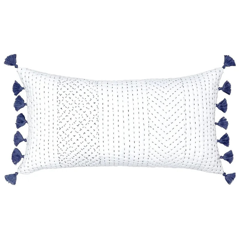 Sahati Indigo Hand Stitched Bolster Pillow by John Robshaw