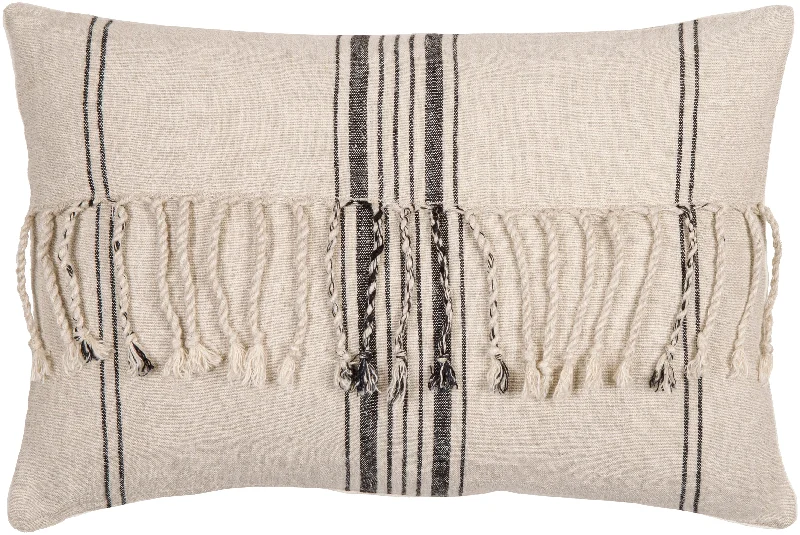 Linen Stripe Tassel Embellished Pillow