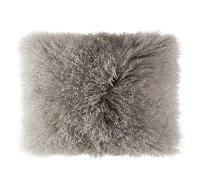 Luna Light Gray Fur Lumbar Pillow