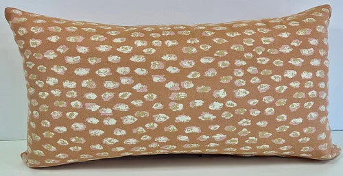 Luxury Outdoor Lumbar Pillow - 22" x 12" - Pink Leopard Sorbet; Sunbrella, or equivalent, fabric with fiber fill