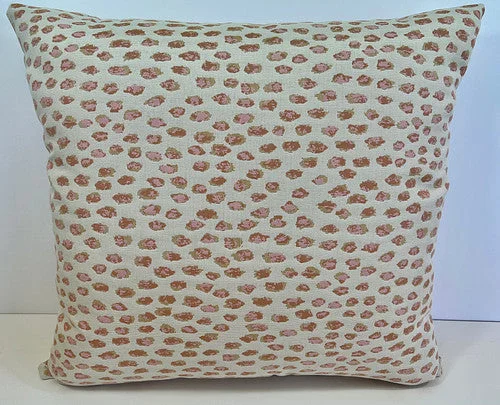 Luxury Outdoor Pillow - 22" x 22" - Pink Leopard cream ; Sunbrella, or equivalent, fabric with fiber fill