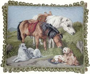 Man's Best Friends - 16 x 20" needlepoint pillow