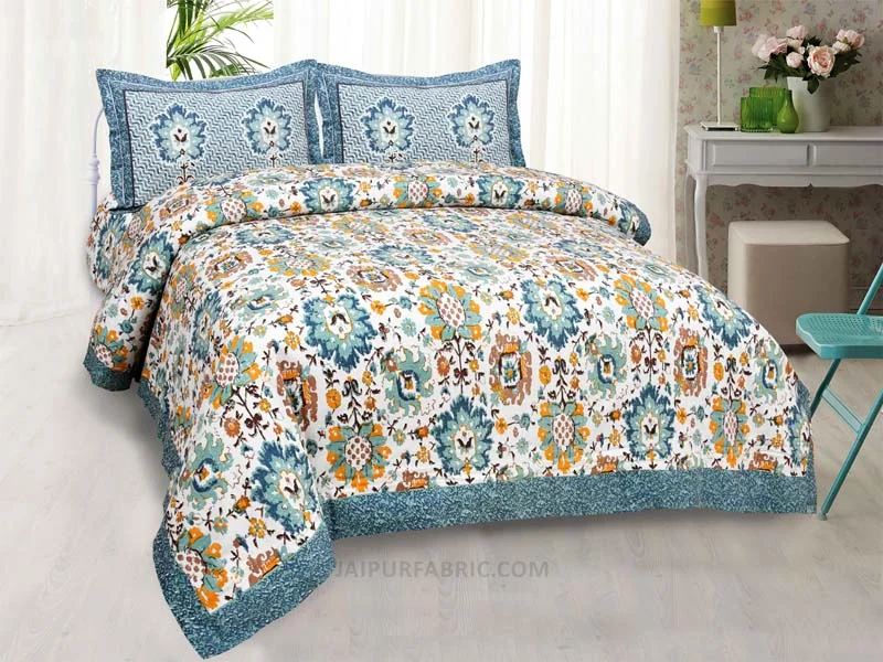 Meridian Herbal Water Painting Prints Double BedSheet