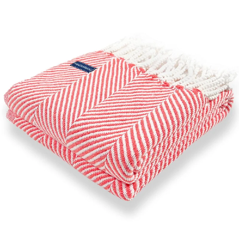 Monhegan Cotton Throw With Fringe - Coral