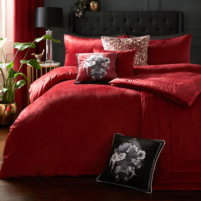 Montrose Velvet Duvet Cover Set Claret