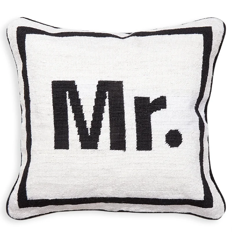 Mr. Needlepoint Throw Pillow