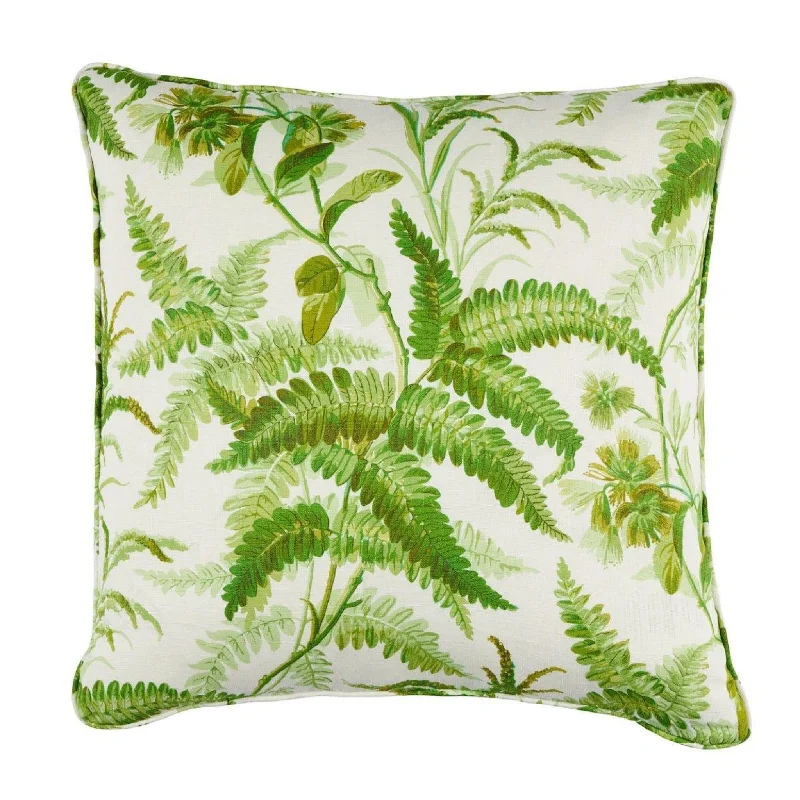 Myers Green Fern Linen Square Throw Pillow